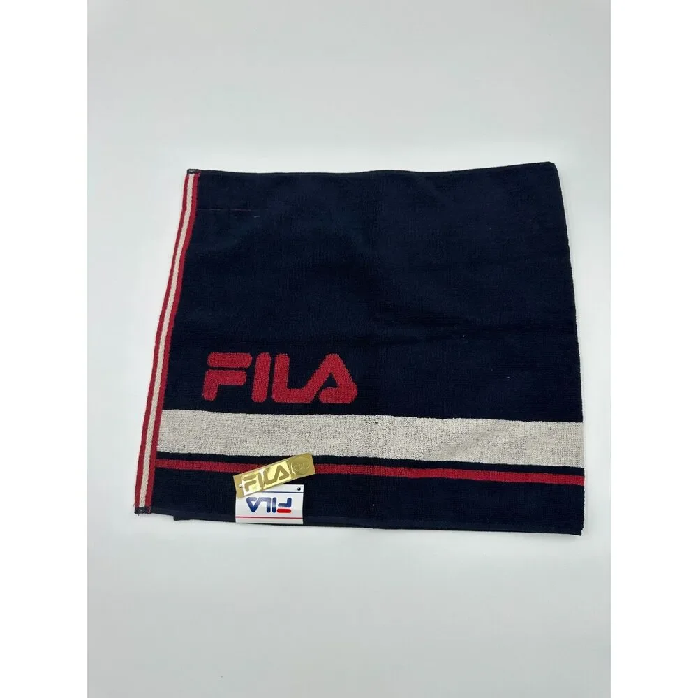 Fila Japan Personal Towel 100% Cotton 30 x 13 Rectangular w/ Stripe NWT